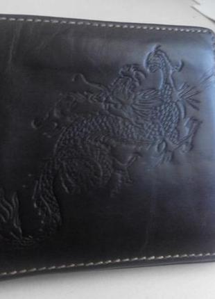 Чоловічий гаманець дракон дизайн 100% натуральна шкіра1 фото