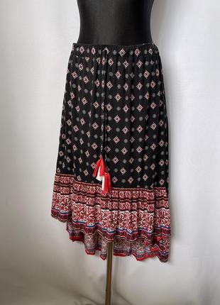 Юбка миди вискоза этно бохо летняя летящая расширенная