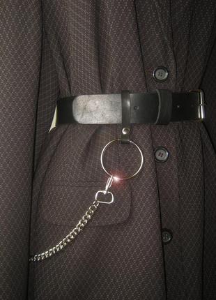 Кожаный ремень с цепью и кольцами. широкий ремень с цепью (размеры и цвета)4 фото