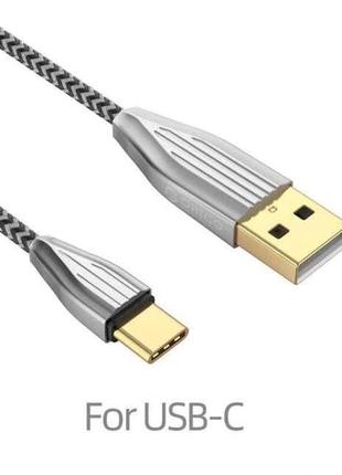 Кабель usb type-c orico для заряджання, передавання даних (сірий,