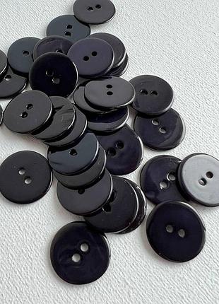 Ґудзик гладкий потертий коричневий відтінок 2отв чорний 18мм ракуш