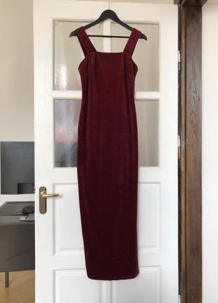 Бархатное бордовое платье3 фото