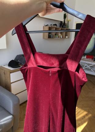 Бархатное бордовое платье2 фото