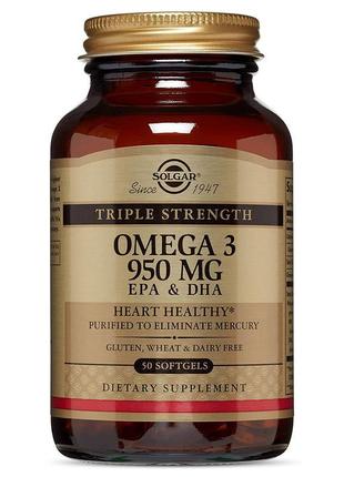 Омега-3 риб'ячий жир солгар omega-3 solgar, 950 мг, 100 (50) капс1 фото