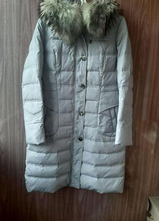 Пуховик куртка зимова жіноча натуральний пух хутро капюшона 48 р-3 фото