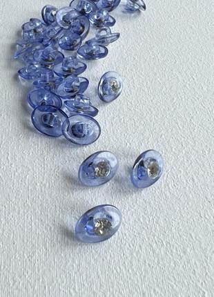 600/038 пуговица блузочная с камушком прозрачная синяя 13/9мм пластик