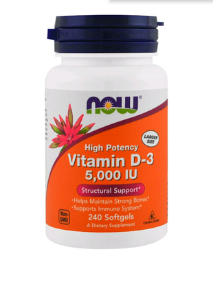 Now foods, вітамін d-3, 5000 мо, 240 м'яких таблеток
