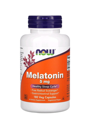 Мелатонін, 5 мг, 180 рослинних капсул