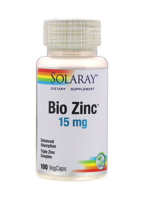 Bio zinc, цинк 15 мг, 100 рослинних капсул1 фото