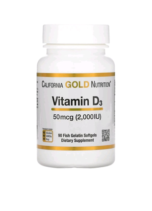 Вітамін d3, 50 мкг (2000 мо), 90 рибно-желатинових капсул