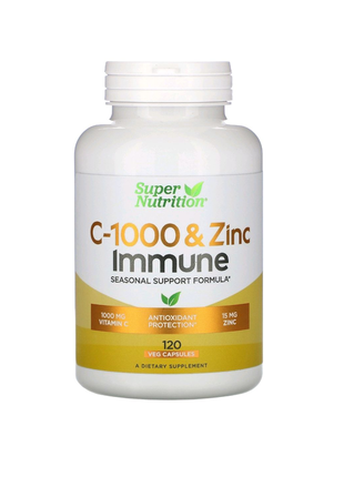 C-1000 & zinc immune, цинк+ вітамін з 120 veg capsules