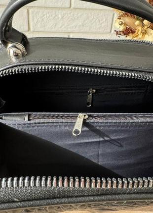 Женская мини сумочка клатч рептилия черная, маленькая каркасная сумка под рептилию4 фото