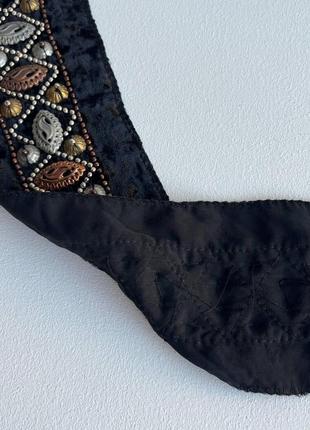 600/171 лента вышитая  на велюре черная 85мм/4,85м велюр