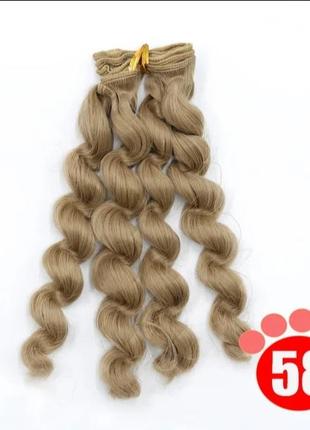 Хвилясте волосся треси для ляльок 15 см * 100 см. русяве волосся1 фото