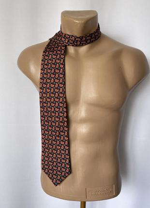 Галстук винтаж пейсли синий с красным мелкий узор яркий maestro