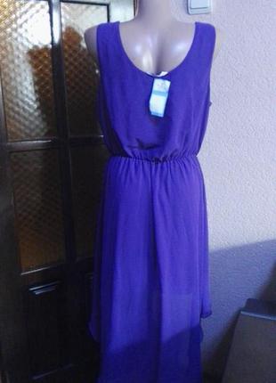 Женское летнее шифоновое фиолетовое новое платье,размер евро 12(40) 44-46размер2 фото
