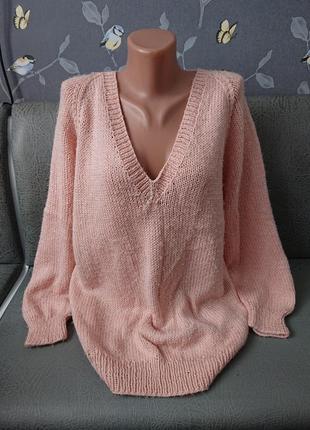 Красивая кофта персикового цвета большой размер батал 50 /52 джемпер пуловер2 фото