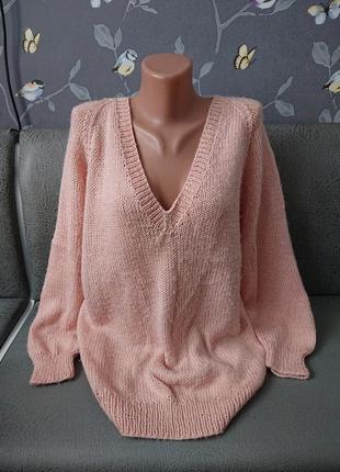 Красивая кофта персикового цвета большой размер батал 50 /52 джемпер пуловер3 фото