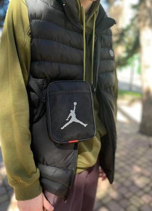 Сумка месенджер  jordan черная мужская сумка через плечо джордан сумка jordan