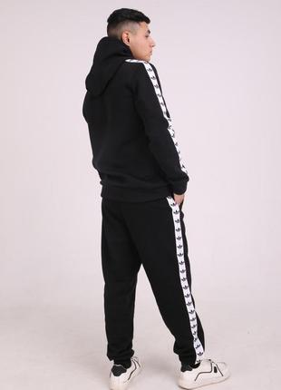 Штани утеплені чорні з біло-чорними смугами adidas2 фото