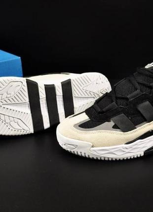 Кросівки чоловічі adidas originals niteball black & beige & white2 фото