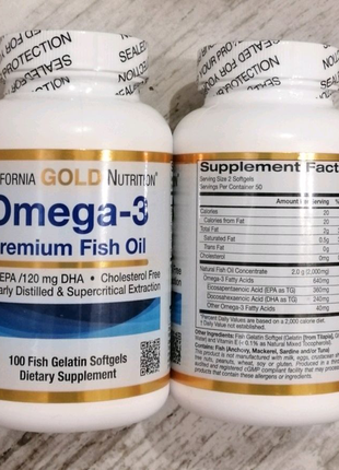 California gold nutrition omega 3 premium fish oil 180/120 100 шт1 фото
