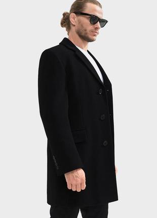 Мужское пальто черное демисезонное lord (арт. s-510)1 фото