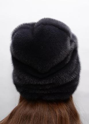Темно серная норковая шапка4 фото