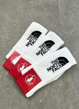 Шкарпетки високі tnf високої якості білі, носки тнф чоловічі для тренувань класика the north face, підліткові шкарпетки, купити, розмір 41-45