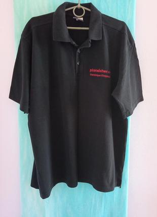 Мужская одежда/ футболка поло тенниска черная 🖤 58/60 размер, пог 63 см, коттон