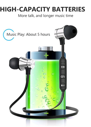 Магнітні бездротові bluetooth навушники музичні гарнітури3 фото