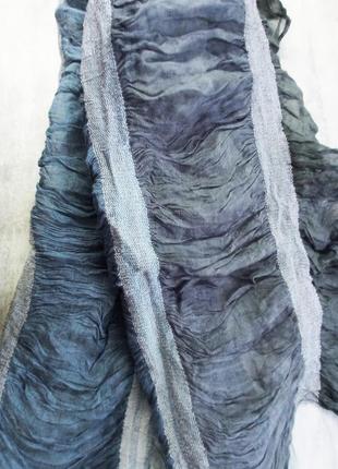 Длинный, серый шарф, шарфик, платок, в цветную полоску3 фото