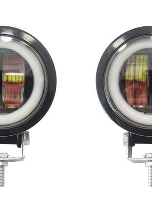 Комплект led фар. ангельские глазки + фары с линзой и свето-теневой границей!! dc12-80v