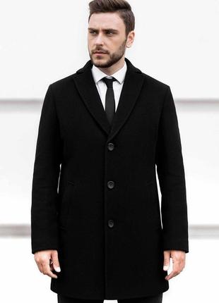 Мужское пальто черное зимнее iclass (арт. m-043)1 фото