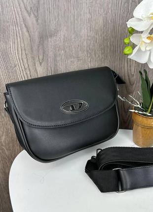 Жіноча міні сумочка клатч на плече стиль diesel, маленька сумка чорна дизель7 фото