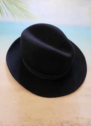Чоловічий чорний фетровий капелюх федора3 фото
