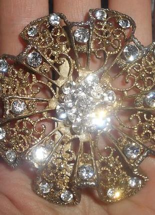 Шикарная огромная ажурная винтажная брошка