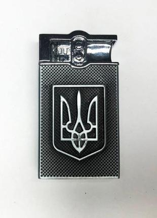 Турбо-зажигалка карманная герб украины 92121. цвет: серебро