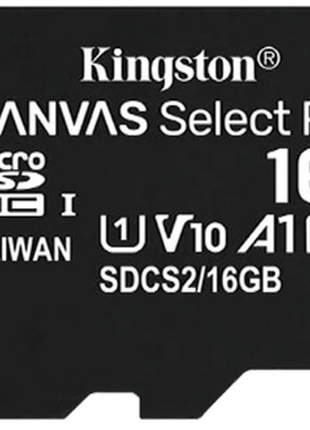 Kingston canvas selеct plus micro sd uhs-1 карта пам'яті 16gb cla