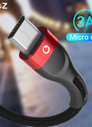 Pzoz micro usb nylon кабель быстрой зарядки qc3.0 5v/3a 1 м