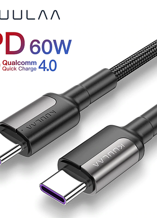 Kuulaa pd g301 usb type-c - type-c кабель быстрой зарядки qc 4.0