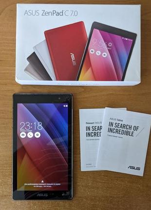 Планшет asus zenpad c 7 3g 16 gb p01y (z170cg-1a004a)+коробка+інс