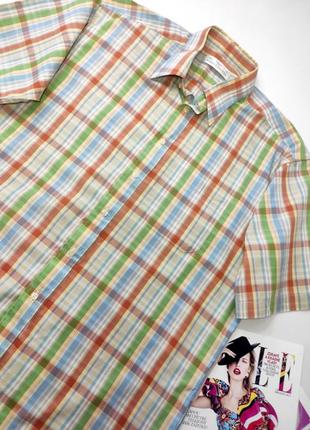 Рубашка мужская тенниска в клетку с короткими рукавами от бренда marks spencer 173 фото
