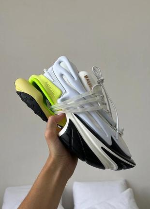 Крутые женские массивные кроссовки unicorn low-top white black green белые с салатовым