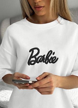 Футболка біла чорна пудра barbie з вишивкою белая черная