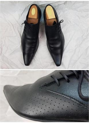 Loafers черные мужские кожаные классические туфли лоферы в сеточку topman 45р.6 фото