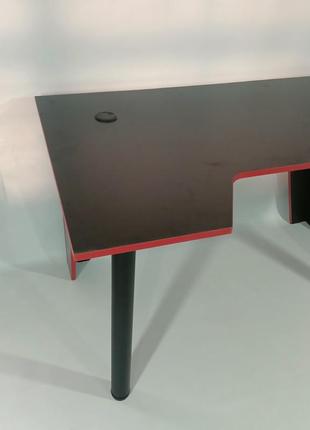 Комп'ютерний геймерський ігровий стіл kiberstol - square blackred3 фото