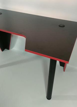 Комп'ютерний геймерський ігровий стіл kiberstol - square blackred4 фото