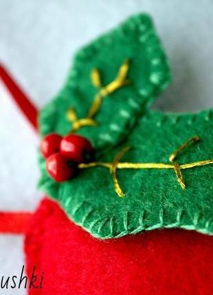 Новогодняя игрушка из фетра "колокольчик". ёлочная игрушка. фетровая игрушка