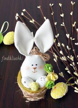 Весняна композиція/ великодній зайчик/ великодній кролик/ великодній декор/ текстильний заєць/3 фото